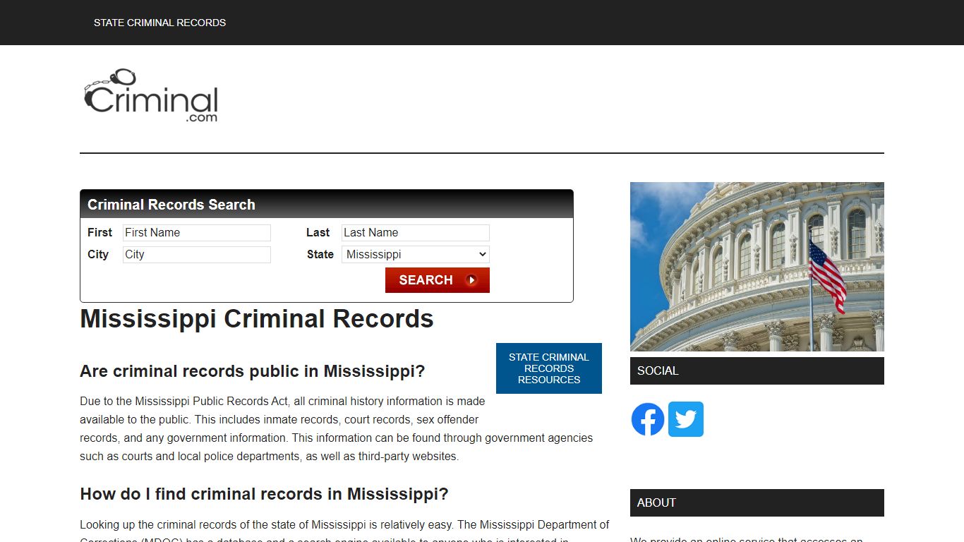 Mississippi Criminal Records